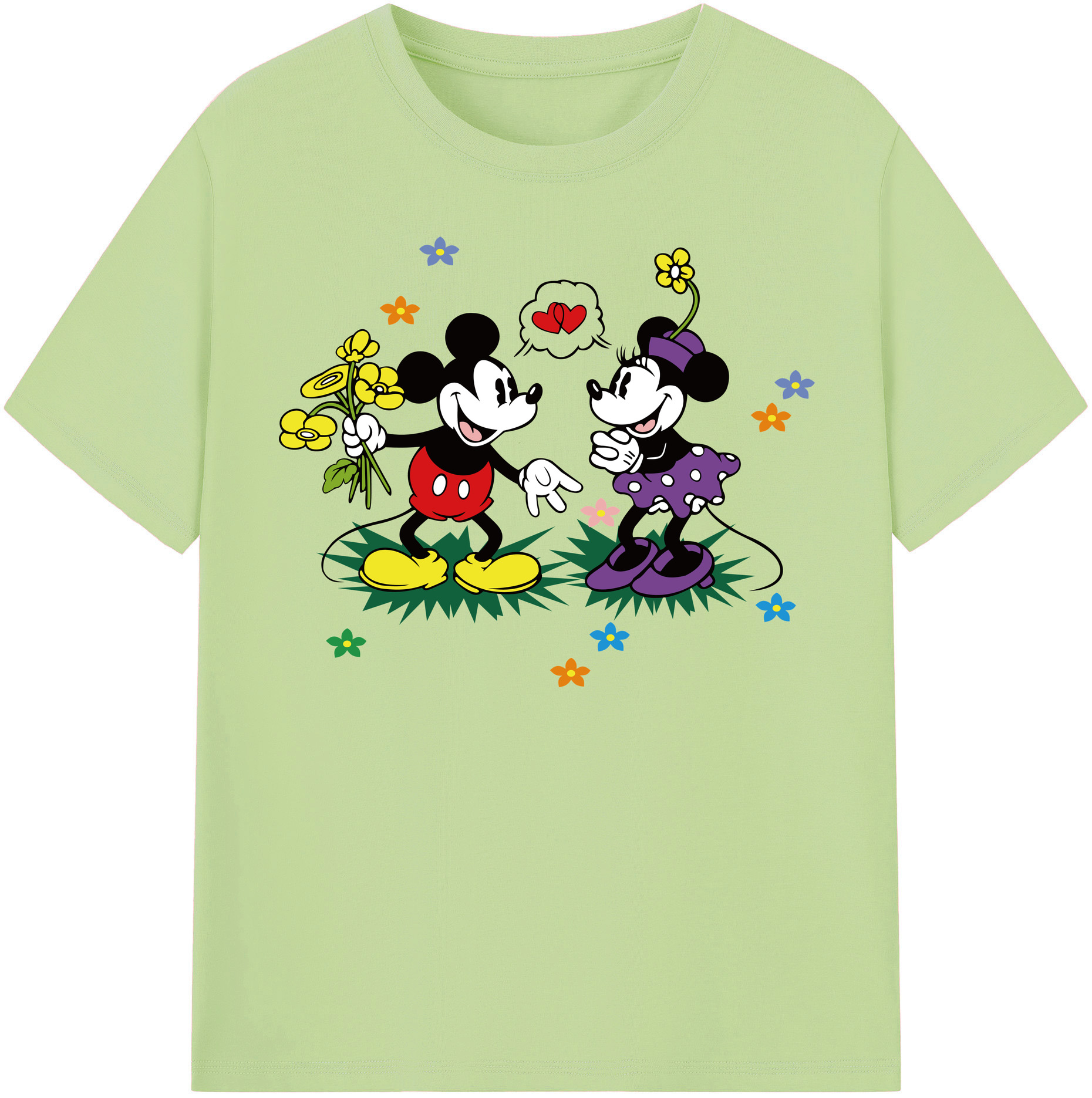 （画像用） ミッキーマウス Mickey Mouse 綿100％半袖Tシャツ（フロントプリント）